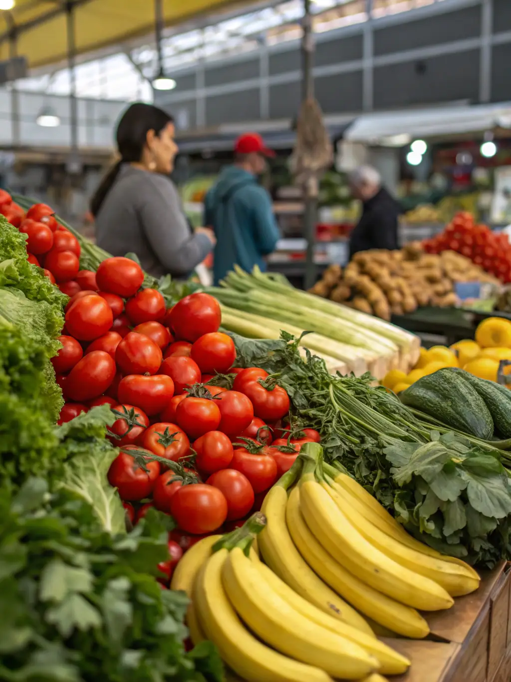 A display of fresh, locally-sourced produce at 7 día Merkatua, highlighting the store's commitment to quality and community support.
