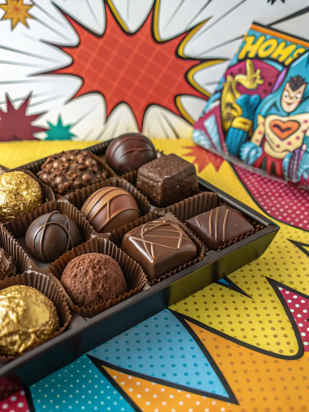 A colorful assortment of candies and chocolates arranged attractively on shelves, showcasing the sweet treats available at 7 día Merkatua.