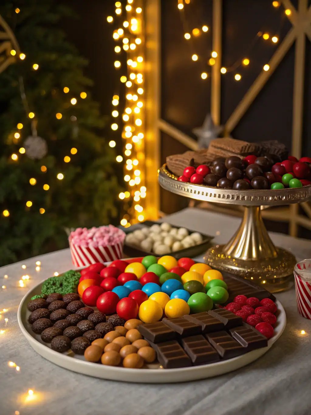A colorful display of assorted candies, chocolates, and traditional sweets at 7 día Merkatua, showcasing the variety of sweet treats available to satisfy any craving.