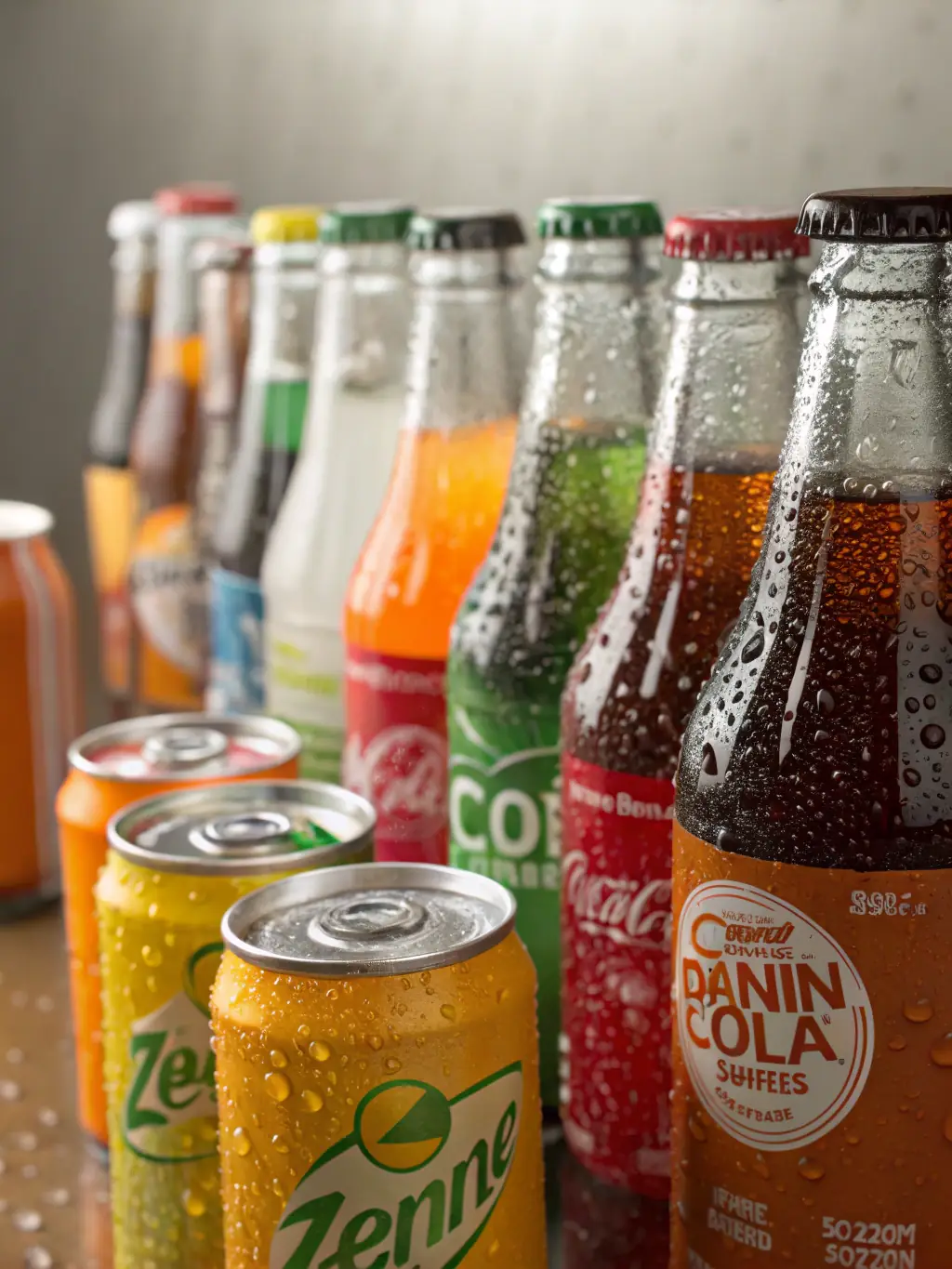 A refreshing assortment of soft drinks, juices, and bottled water displayed in a cooler at 7 día Merkatua, emphasizing the variety of beverages available to quench your thirst.